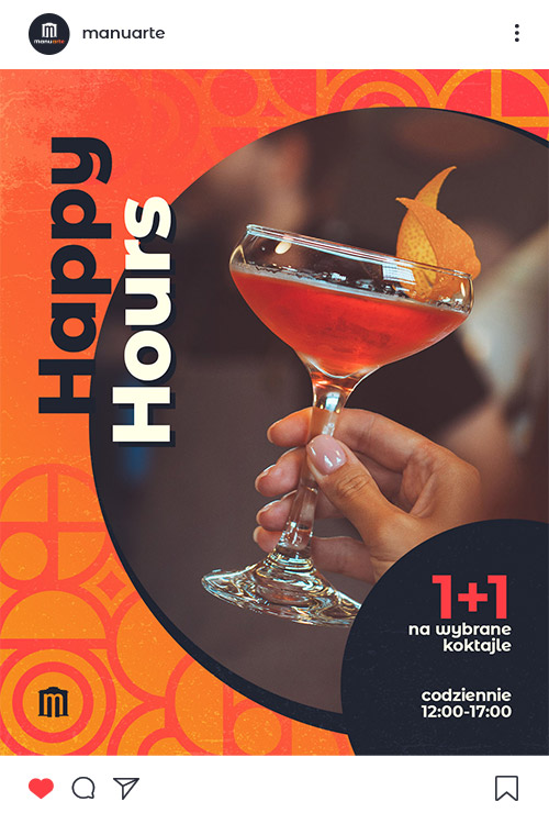 Insta post drink promo design Manuarte